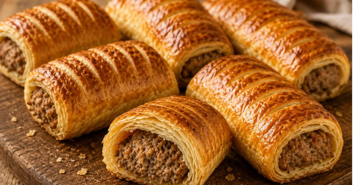 TRADITIONEEL SAUCIJSBROODJE met goudbruin bladerdeeg