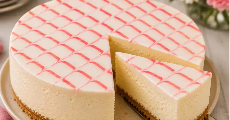 TOMPOUCHE KWARKTAART met witte chocolade en roze aardbeienglazuur