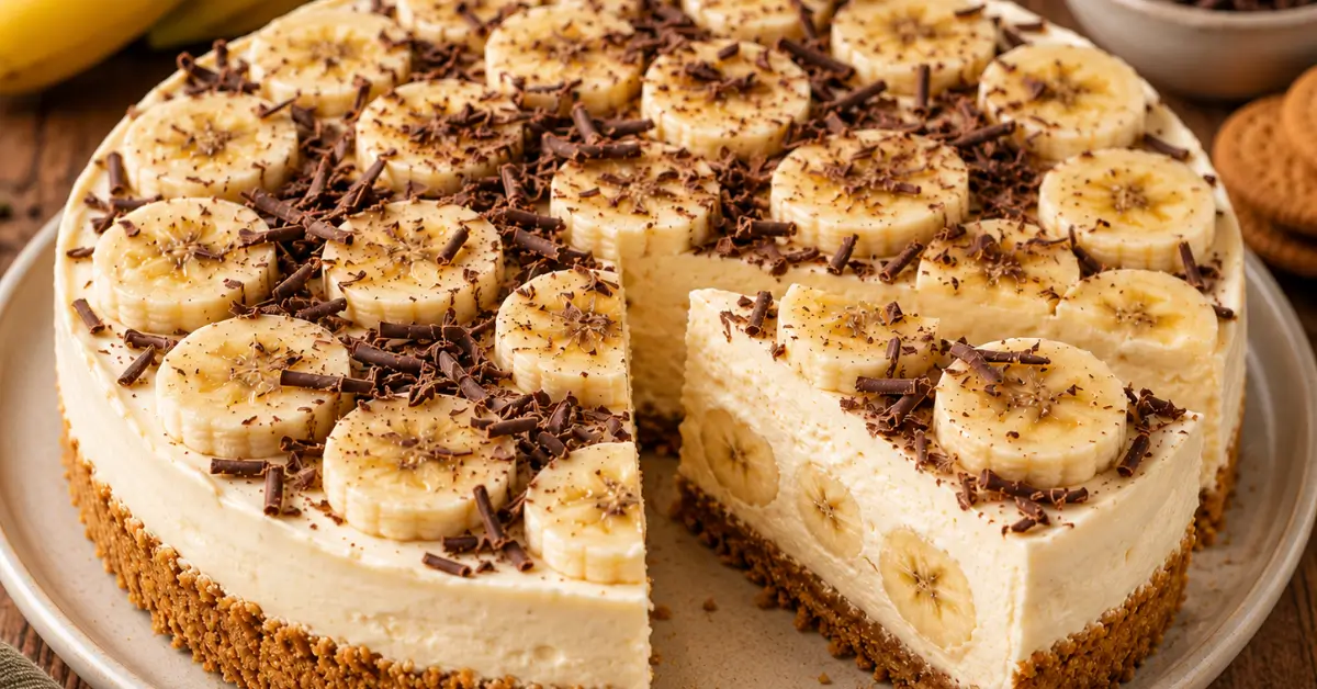 ROMIGE BANANENTAART met verse banaan en geraspte chocolade