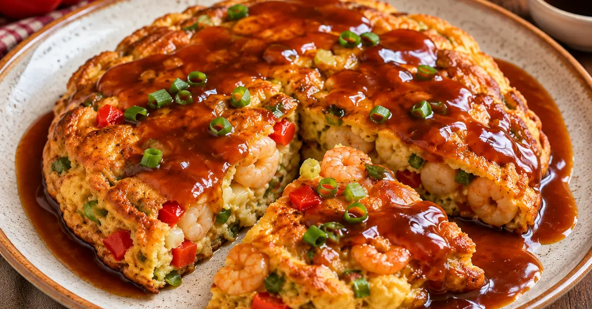 FOE YONG HAI met garnalen, groenten en zoetzure saus