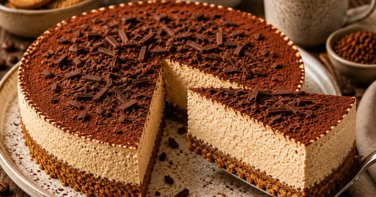 KOFFIETAART met mascarpone, pure chocolade en cacaopoeder