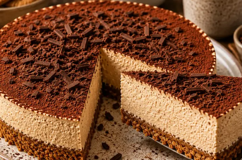 Romige koffietaart met mascarpone en pure chocolade