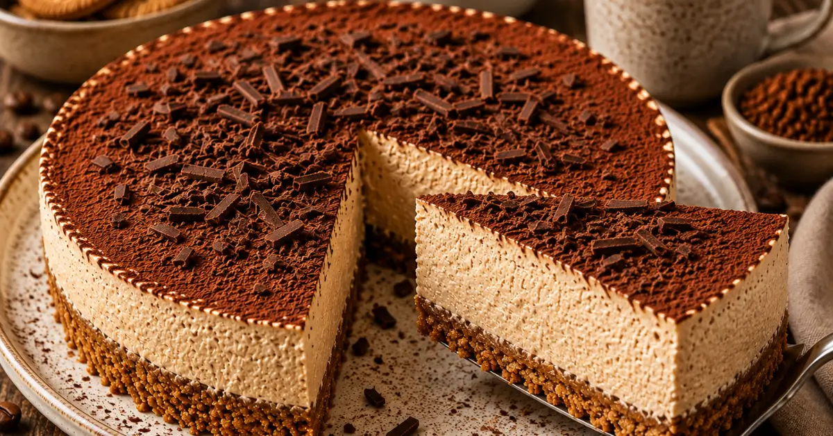 KOFFIETAART met mascarpone, pure chocolade en cacaopoeder