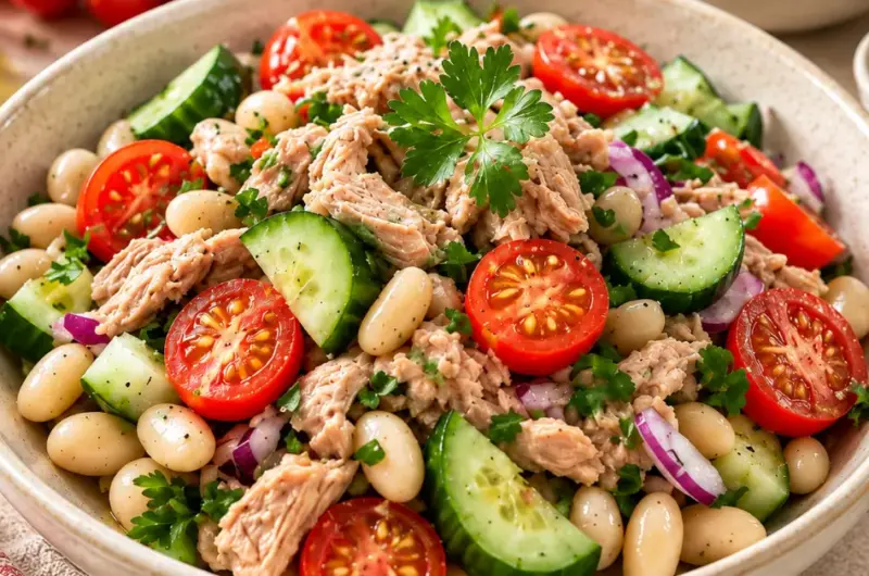 Mediterrane tonijnsalade met bonen