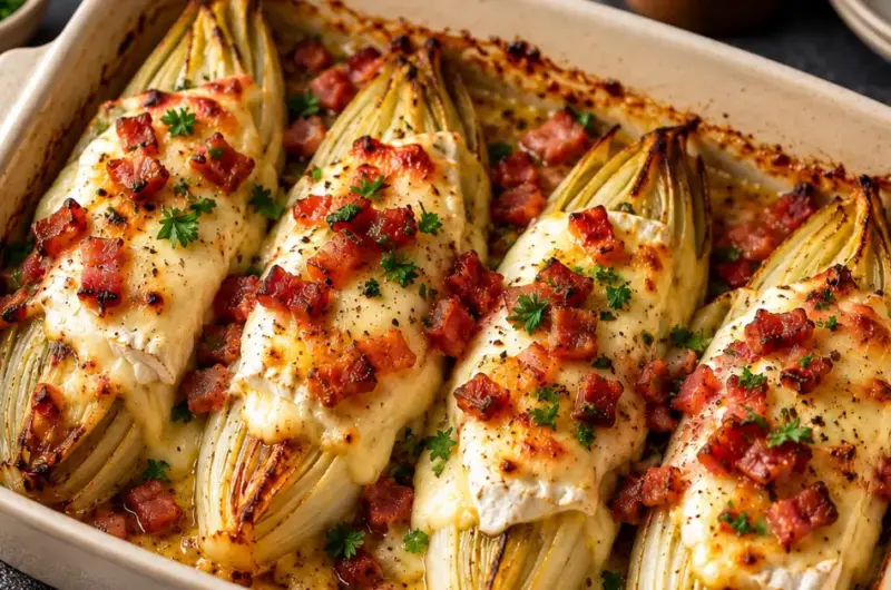 Witlof uit de oven met brie en spek