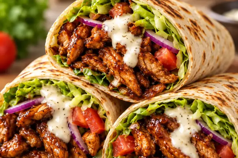 Kip-Ketjap Shoarma Wrap met Knoflooksaus