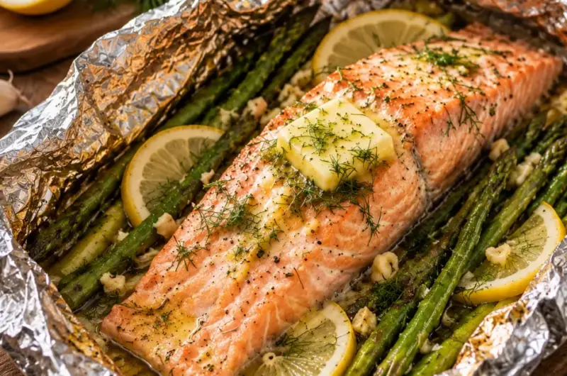 Zalm uit de folie van de BBQ