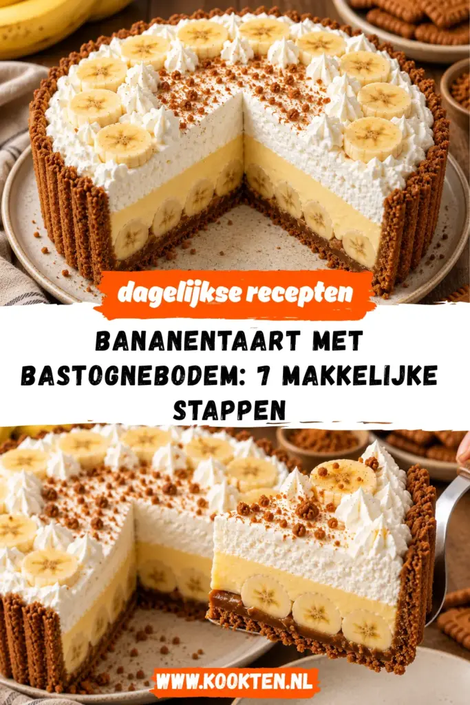 BANANENTAART MET BASTOGNEBODEM met romige vulling en plakjes banaan
