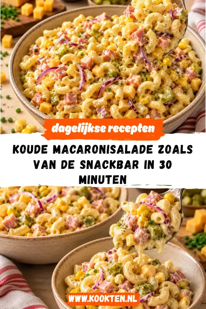 koude macaronisalade zoals van de snackbar receptfoto van het gerecht