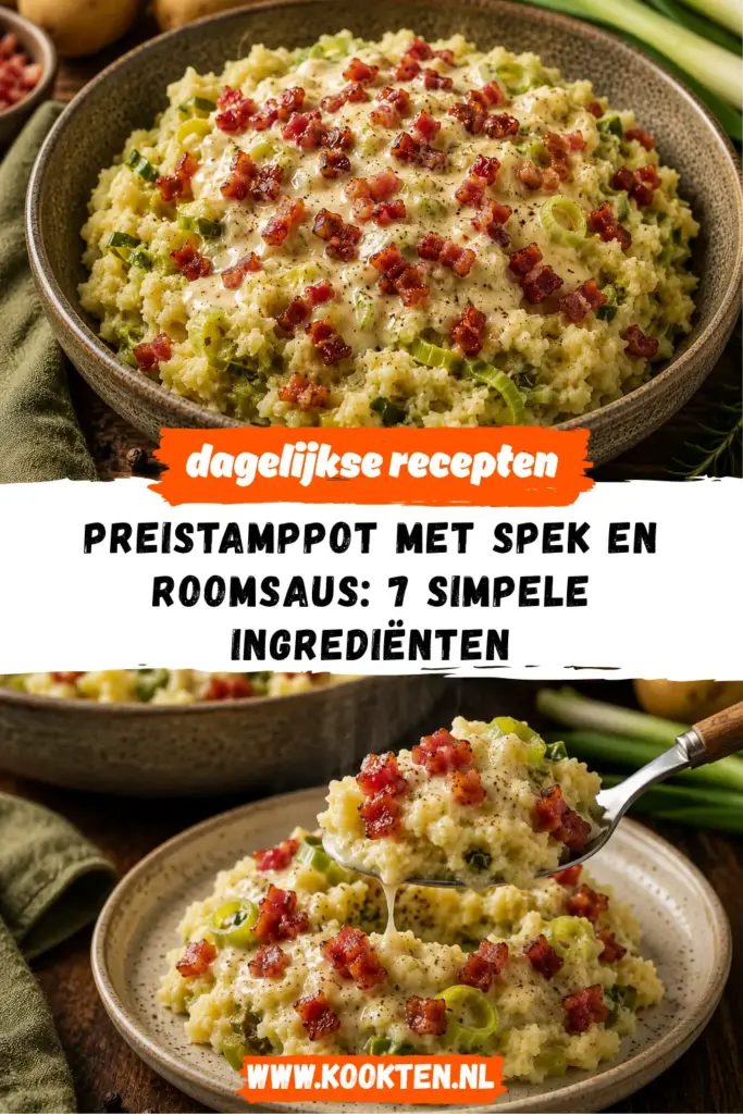 PREISTAMPPOT MET SPEK EN ROOMSAUS receptfoto van het gerecht