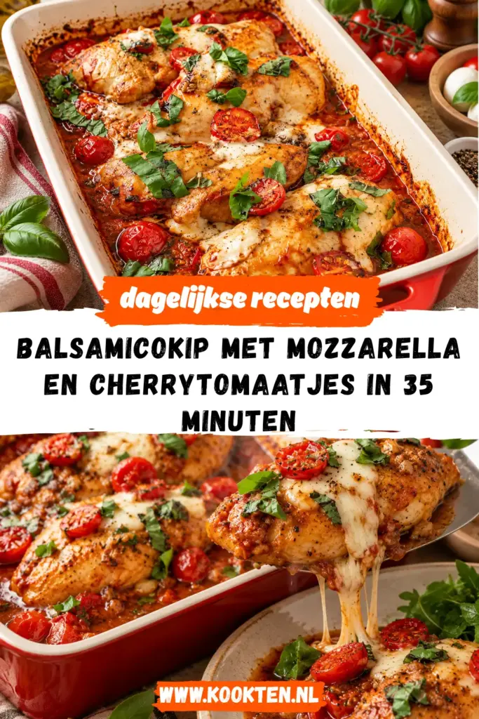 balsamicokip met mozzarella en cherrytomaatjes receptfoto van het gerecht