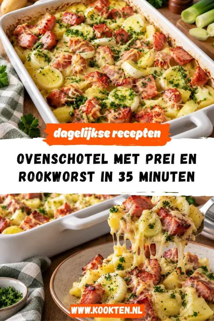 ovenschotel met prei en rookworst receptfoto van het gerecht