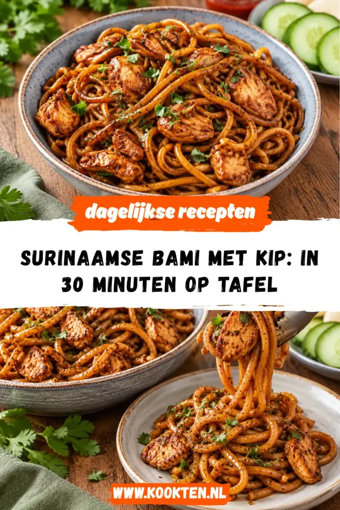 Surinaamse bami met kip receptfoto van het gerecht