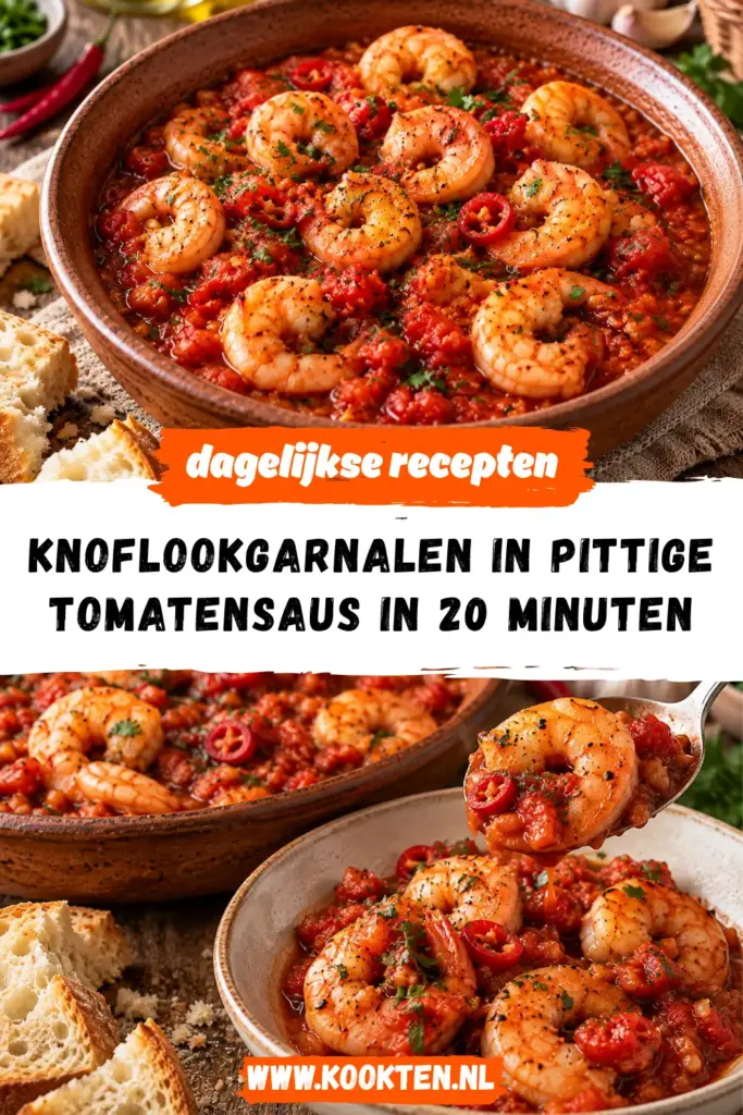 knoflookgarnalen in pittige tomatensaus receptfoto van het gerecht