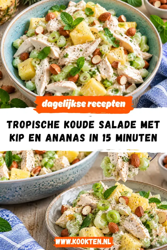 tropische koude salade met kip en ananas receptfoto van het gerecht