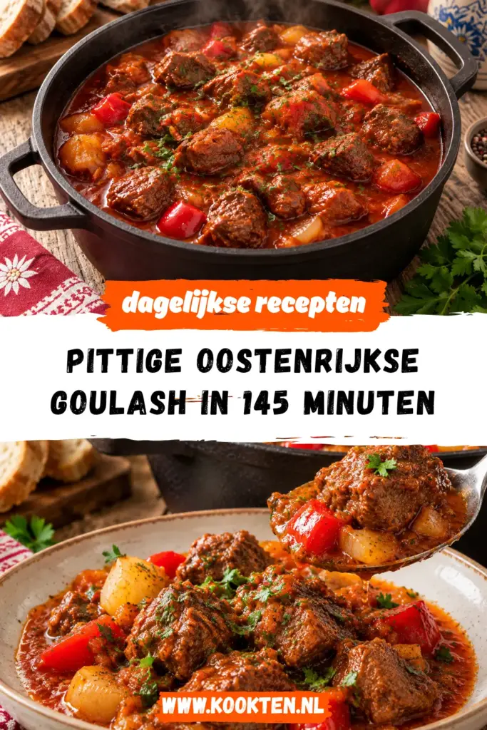 pittige Oostenrijkse goulash receptfoto van het gerecht