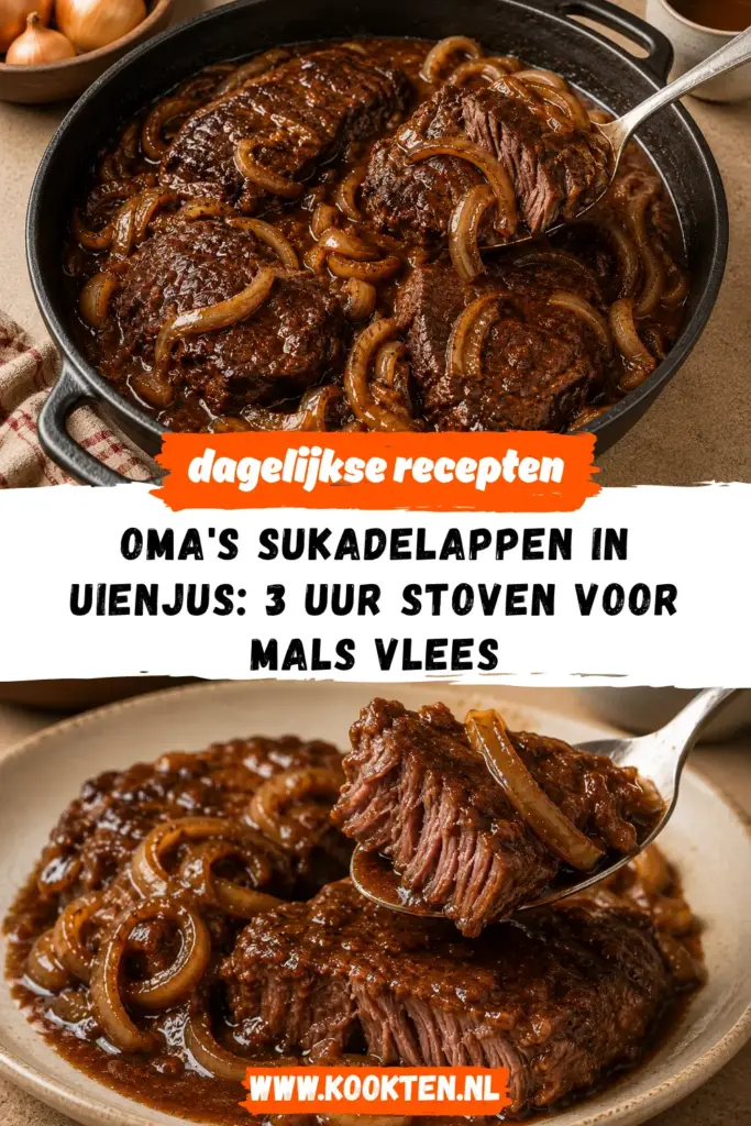 OMA'S SUKADELAPPEN IN UIENJUS met zachte uien en rijke jus