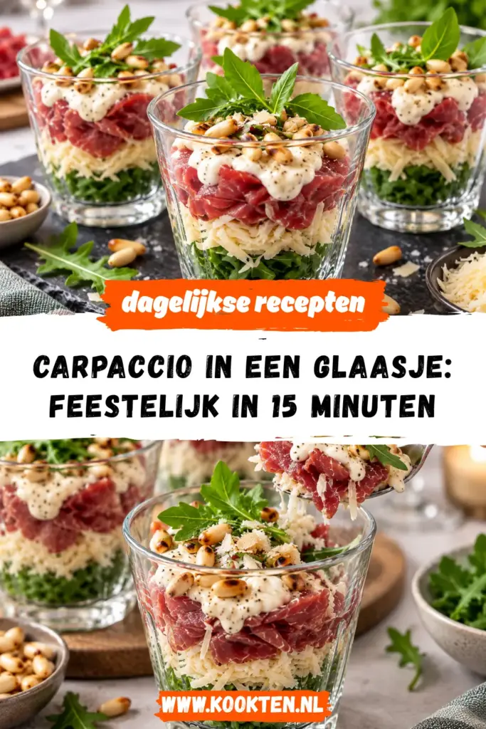 Carpaccio in een glaasje receptfoto van het gerecht