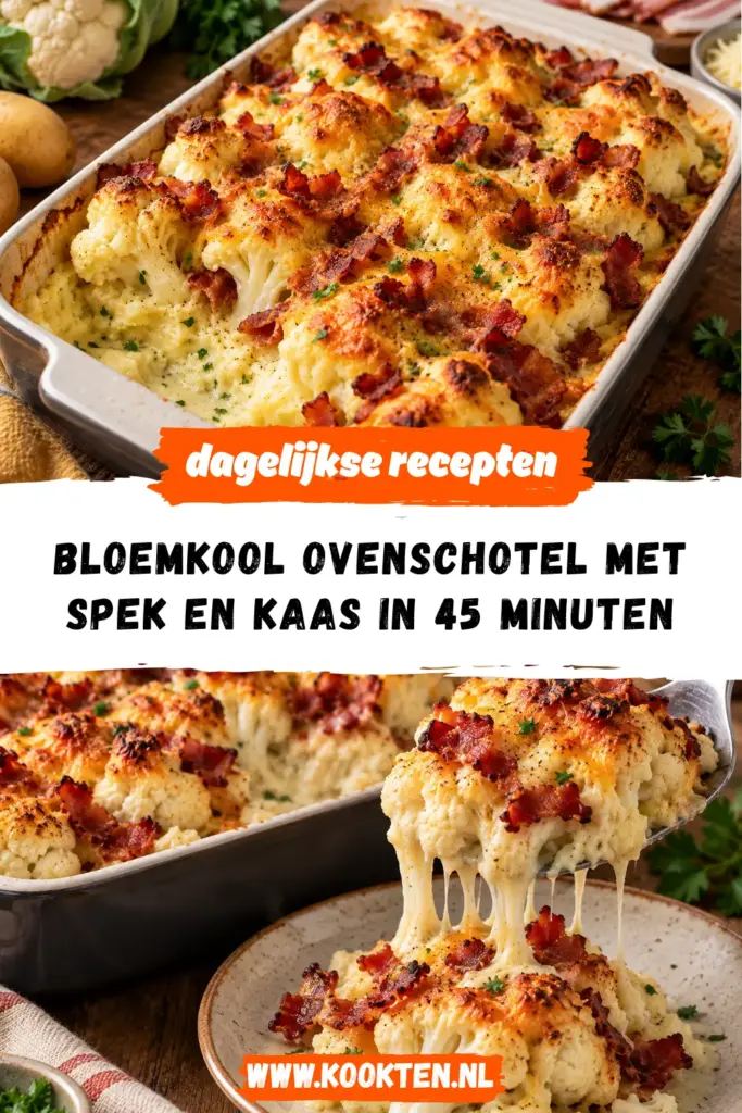 bloemkool ovenschotel met spek en kaas receptfoto van het gerecht