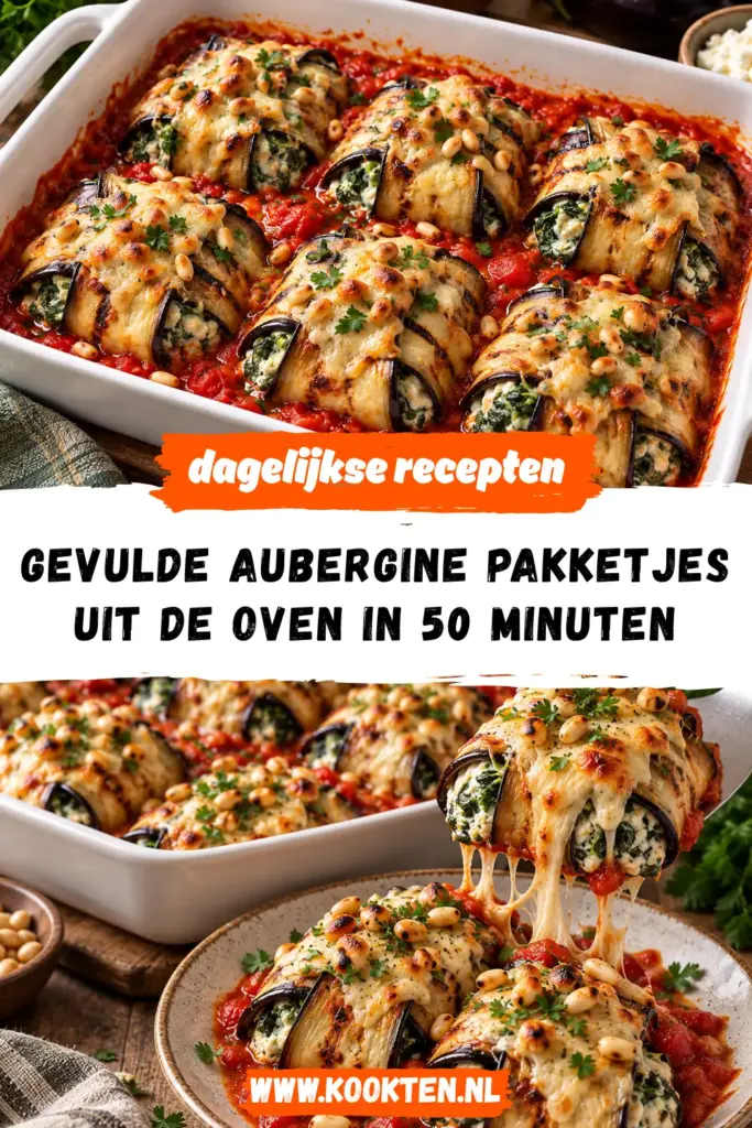 gevulde aubergine pakketjes uit de oven receptfoto van het gerecht