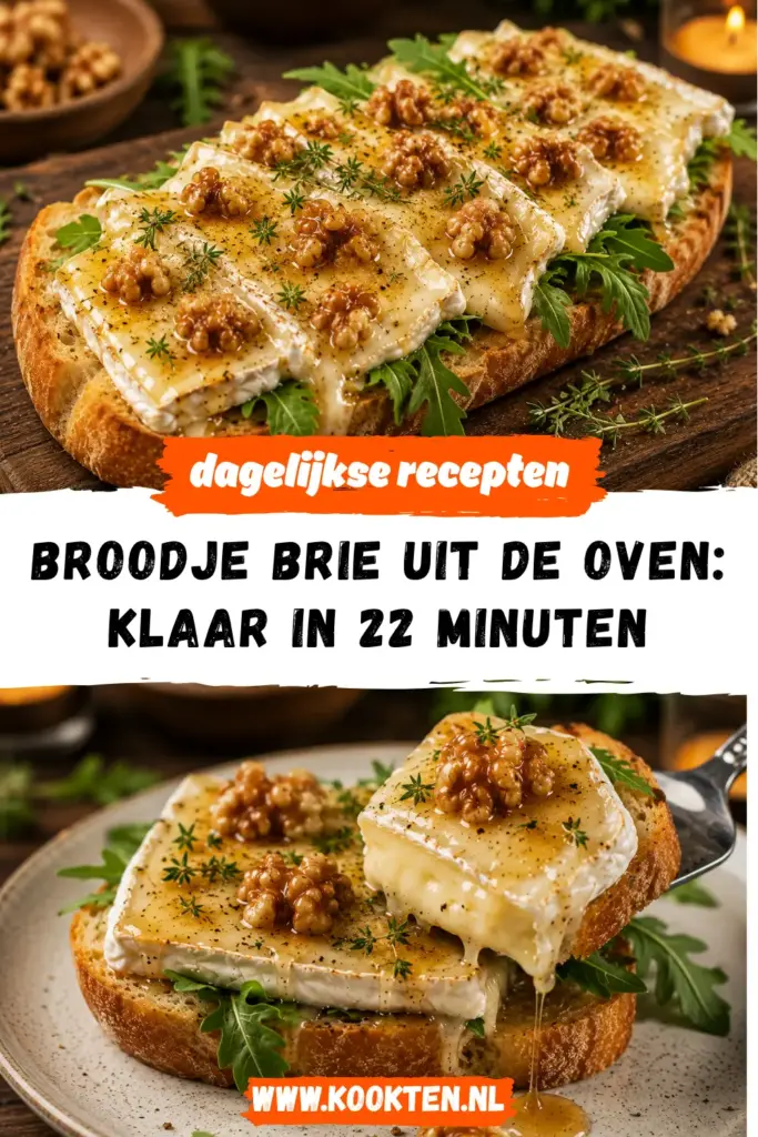 Broodje brie uit de oven met honing, walnoten en rucola