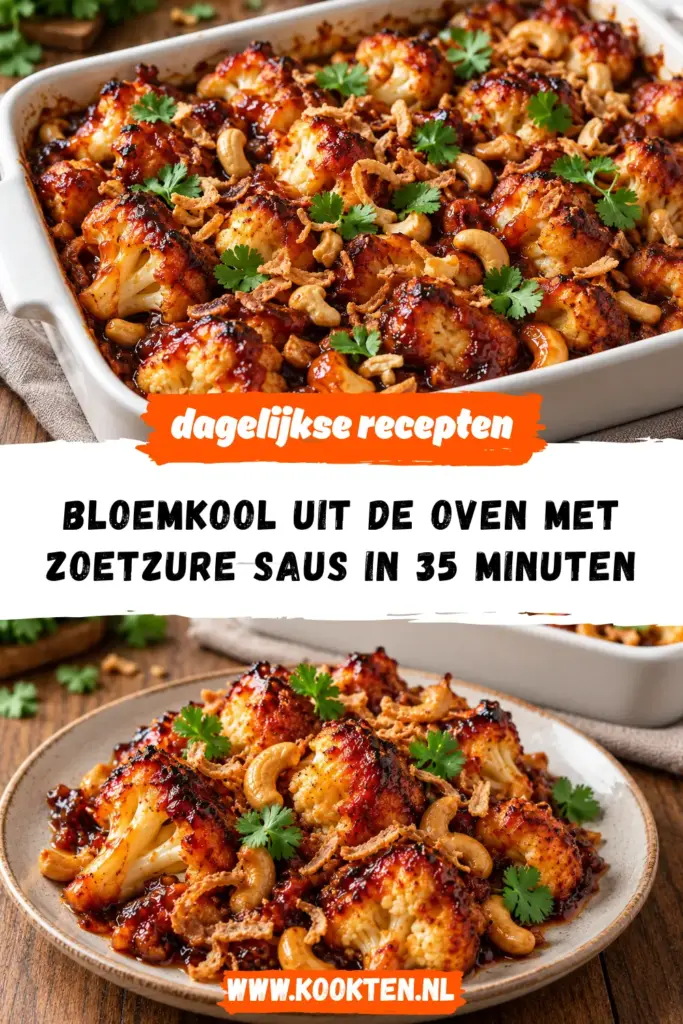 bloemkool uit de oven met zoetzure saus receptfoto van het gerecht