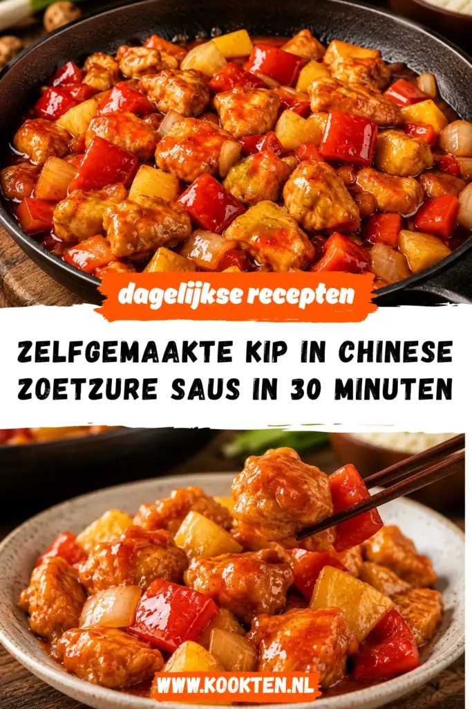 ZELFGEMAAKTE KIP IN CHINESE ZOETZURE SAUS receptfoto van het gerecht