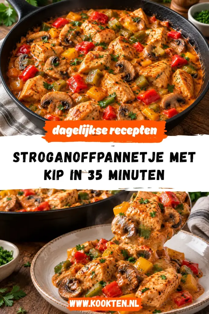 stroganoffpannetje met kip receptfoto van het gerecht