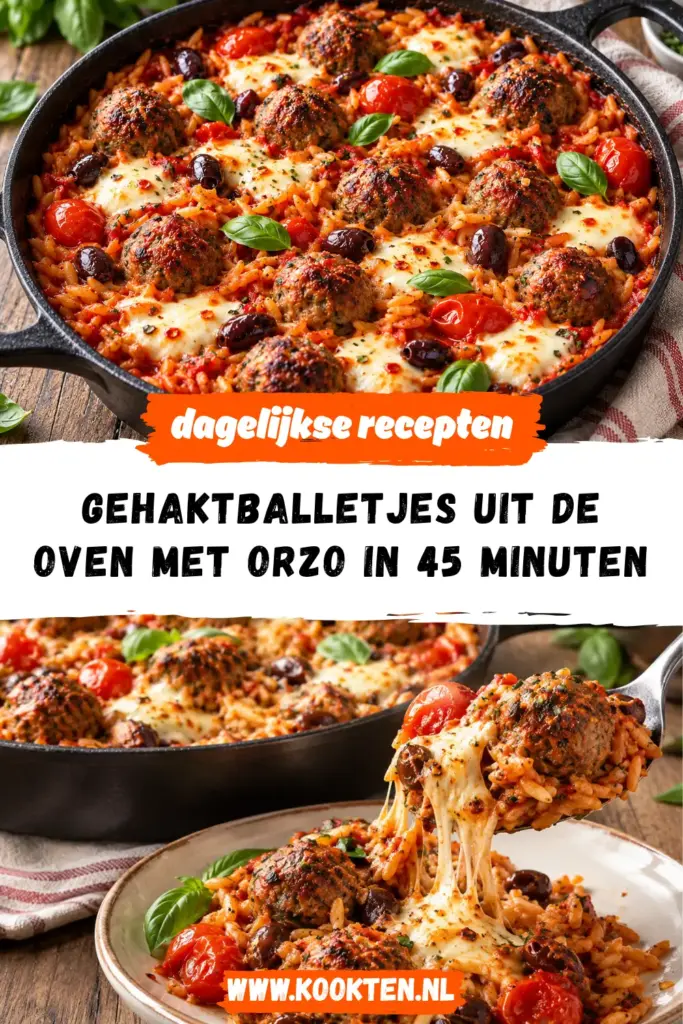 gehaktballetjes uit de oven met orzo receptfoto van het gerecht