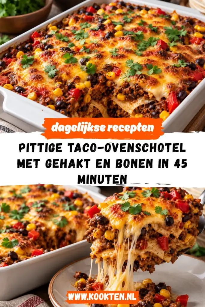 pittige taco-ovenschotel met gehakt en bonen receptfoto van het gerecht