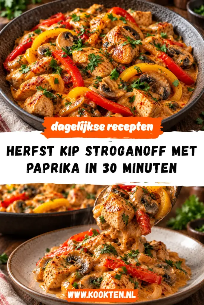 herfst kip stroganoff met paprika receptfoto van het gerecht