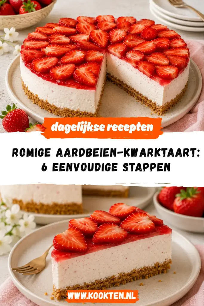 ROMIGE AARDBEIEN-KWARKTAART receptfoto van het gerecht