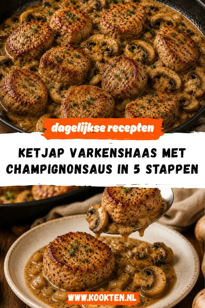 KETJAP VARKENSHAAS MET CHAMPIGNONSAUS receptfoto van het gerecht