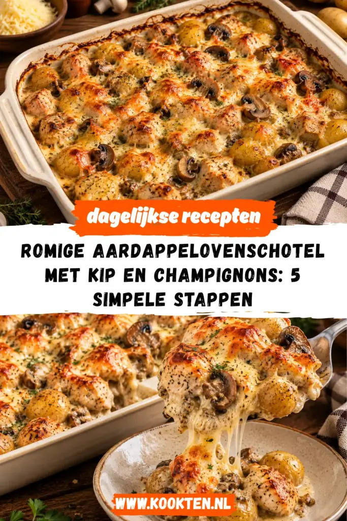 ROMIGE AARDAPPELOVENSCHOTEL MET KIP EN CHAMPIGNONS receptfoto van het gerecht