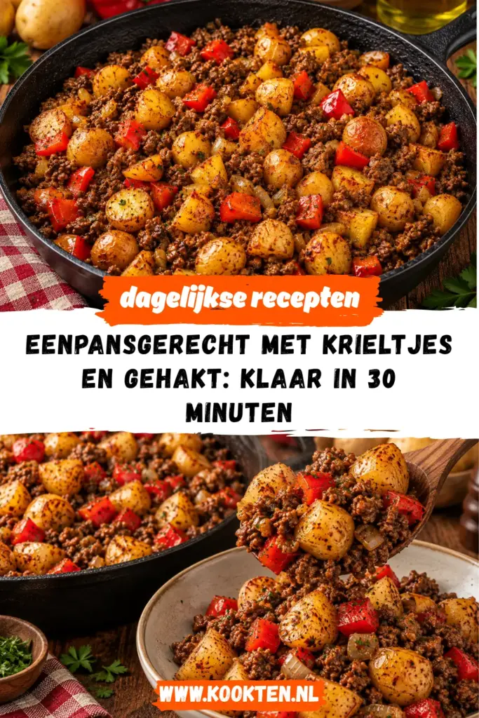 EENPANSGERECHT MET KRIELTJES EN GEHAKT receptfoto van het gerecht