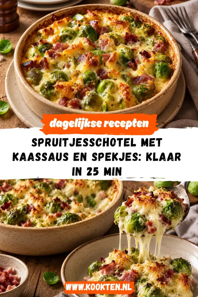 Spruitjesschotel met kaassaus en spekjes: klaar in 25 min