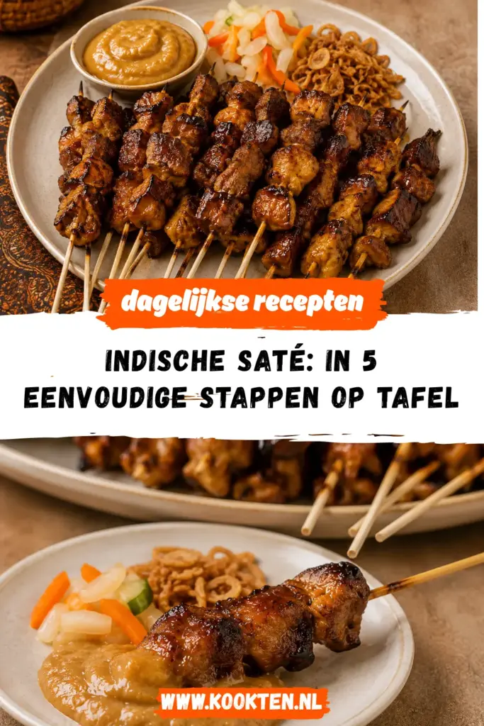 Indische saté van kip en varkensvlees met pindasaus