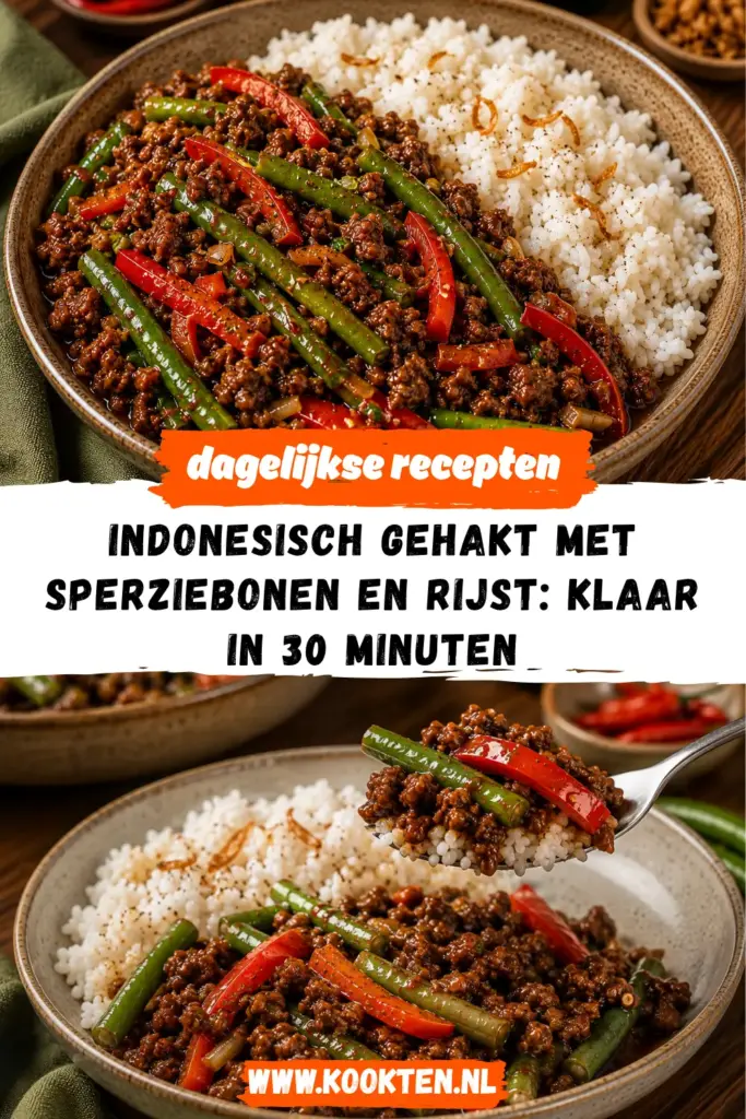 INDONESISCH GEHAKT MET SPERZIEBONEN EN RIJST receptfoto van het gerecht