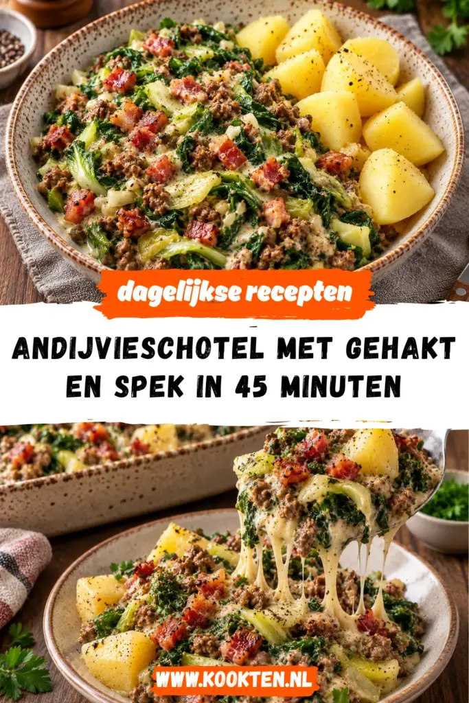 andijvieschotel met gehakt en spek receptfoto van het gerecht