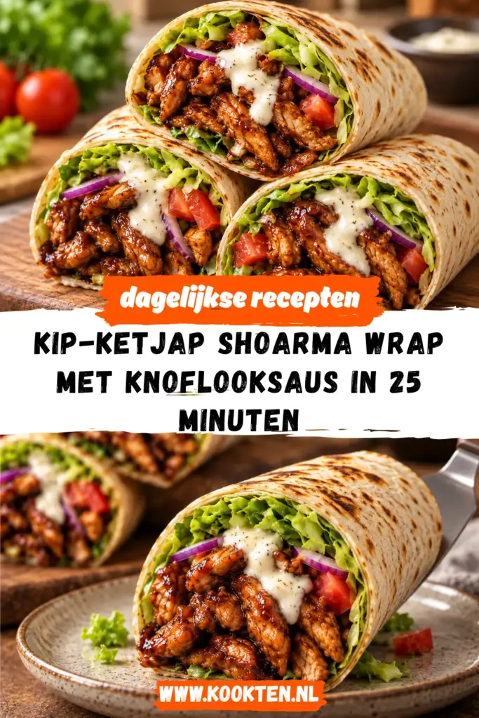 Kip-Ketjap Shoarma Wrap met Knoflooksaus receptfoto van het gerecht