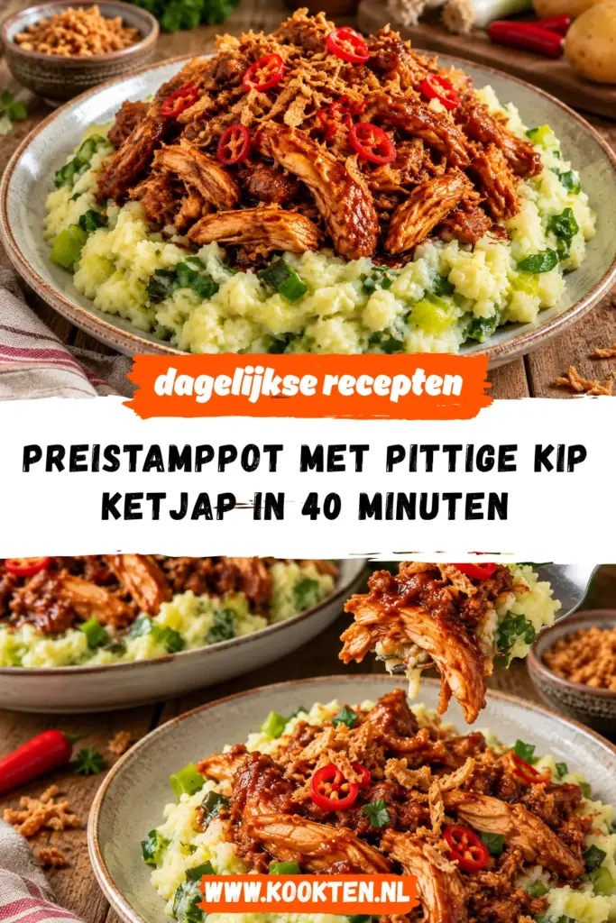 preistamppot met pittige kip ketjap receptfoto van het gerecht