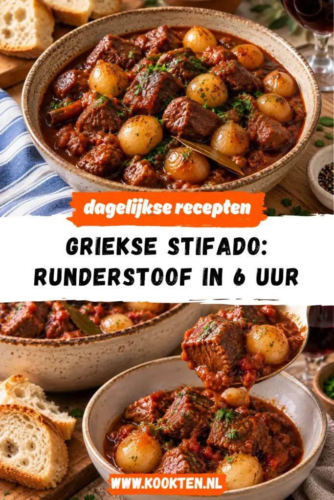Griekse stifado receptfoto van het gerecht