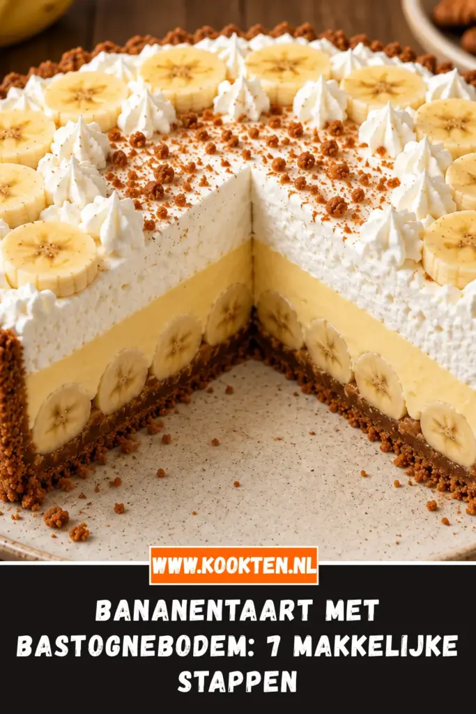 BANANENTAART MET BASTOGNEBODEM met romige vulling en plakjes banaan