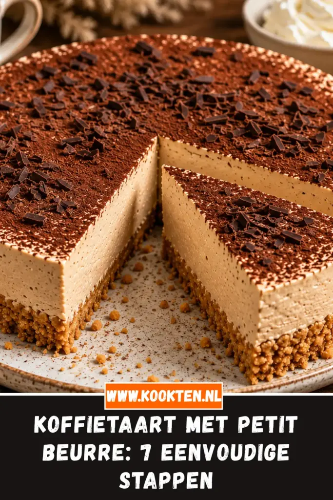 KOFFIETAART MET PETIT BEURRE van dichtbij op het bord