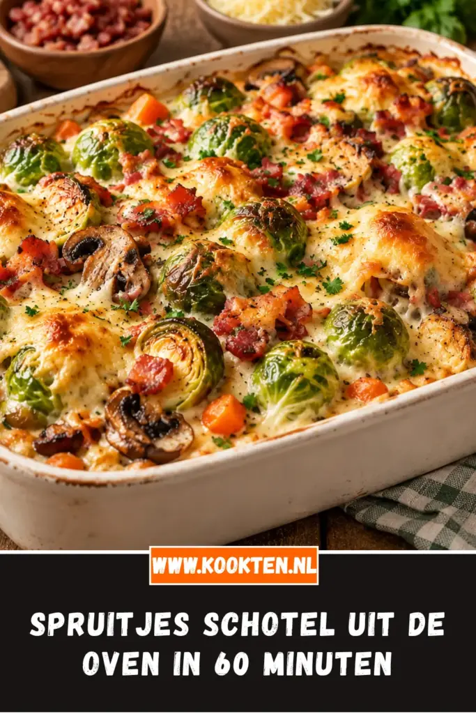 spruitjes schotel uit de oven van dichtbij op het bord