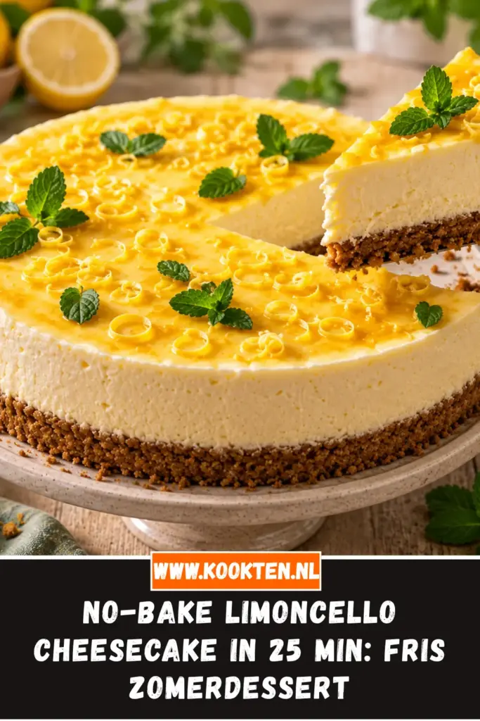 no-bake limoncello cheesecake van dichtbij op het bord