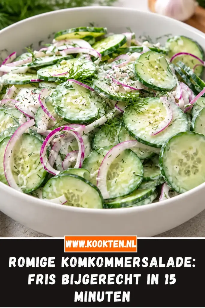romige komkommersalade van dichtbij op het bord