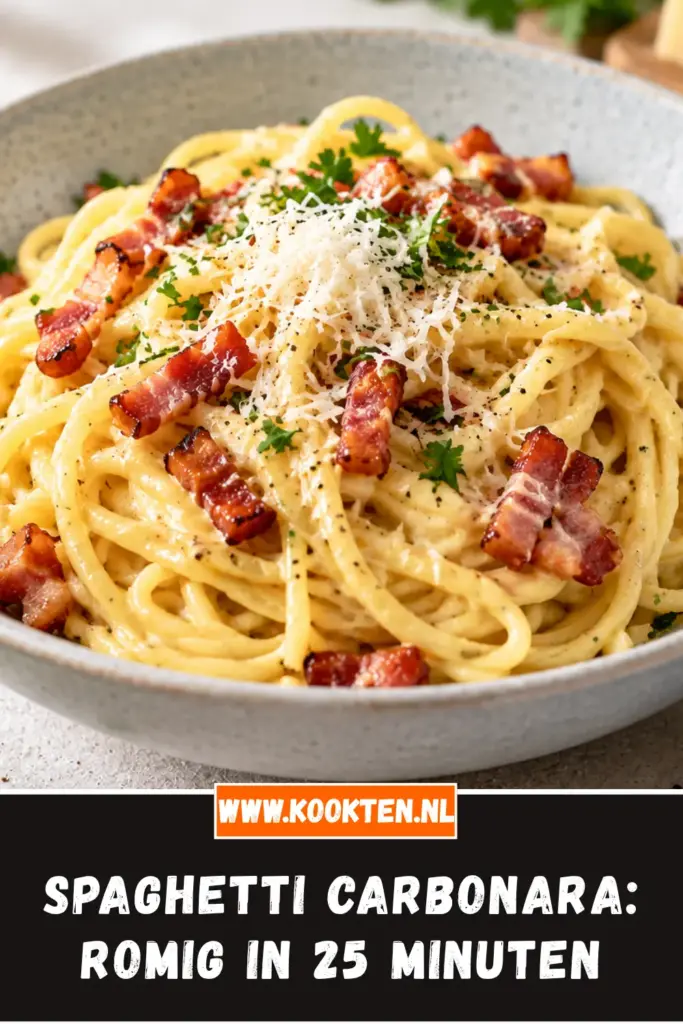 spaghetti carbonara van dichtbij op het bord