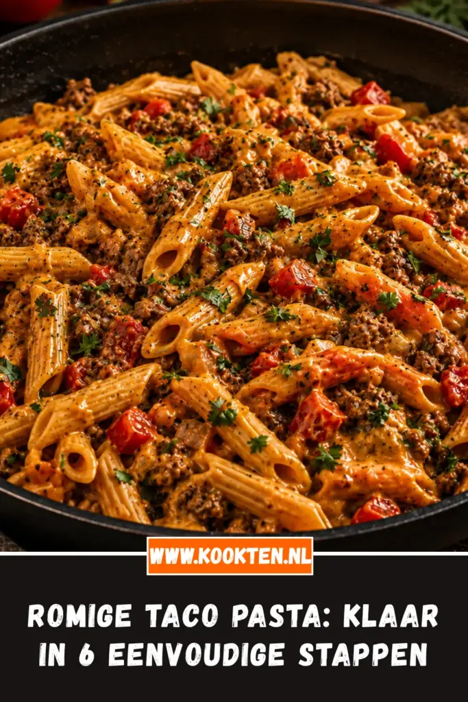 ROMIGE TACO PASTA van dichtbij op het bord