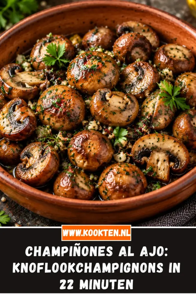 champiñones al ajo van dichtbij op het bord